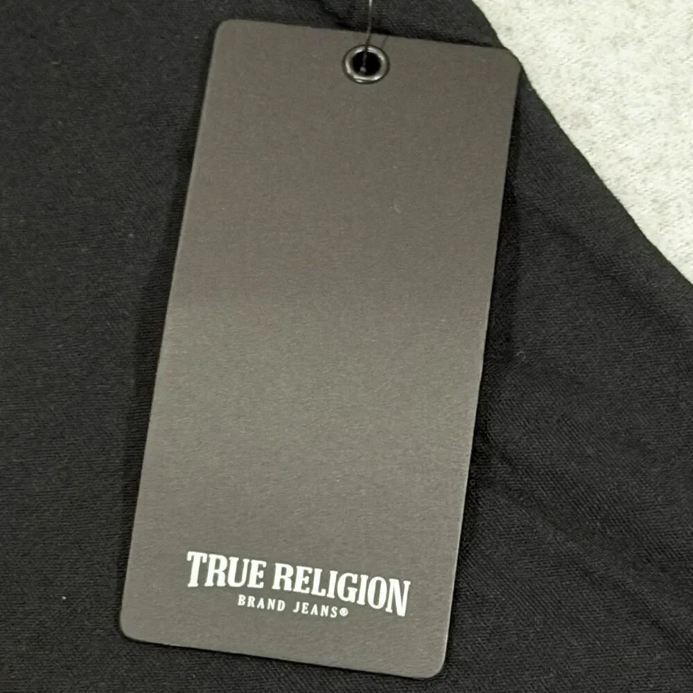True Religion Men's Silicone Buddha Logo Graphic Tee Shirt Medium Jet Black NWT